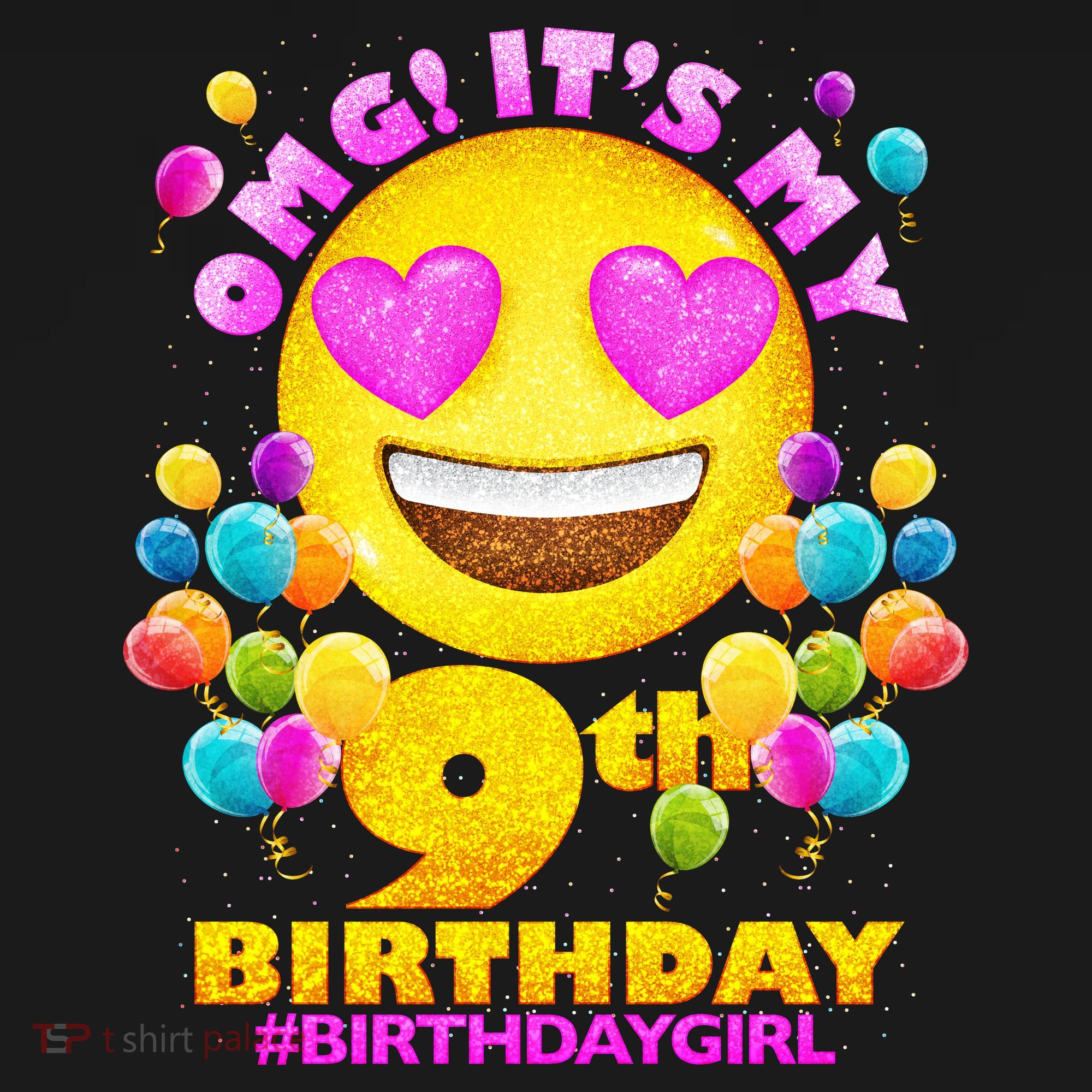 Funny OMG It's My 9th Birthday #BirthdayGirl Emoji Women's Hoodie