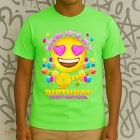 Funny OMG It's My 9th Birthday #BirthdayGirl Emoji T-Shirt thumb 3
