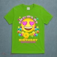 Funny OMG It's My 9th Birthday #BirthdayGirl Emoji T-Shirt thumb 5