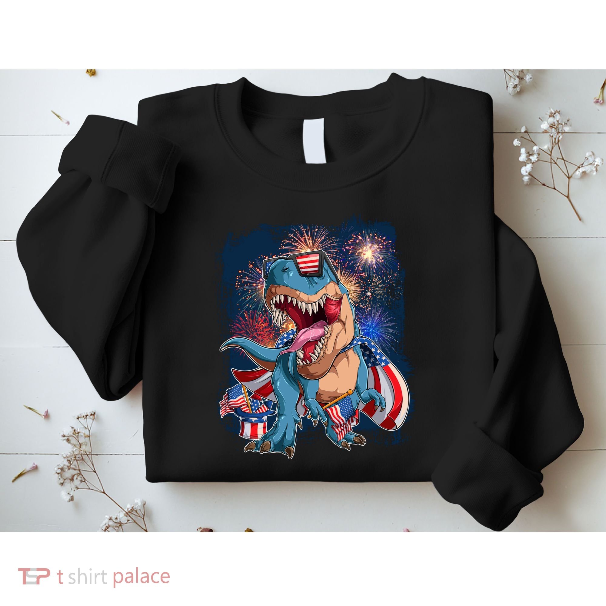 Fourth Of July USA American Flag Trex Sweatshirt