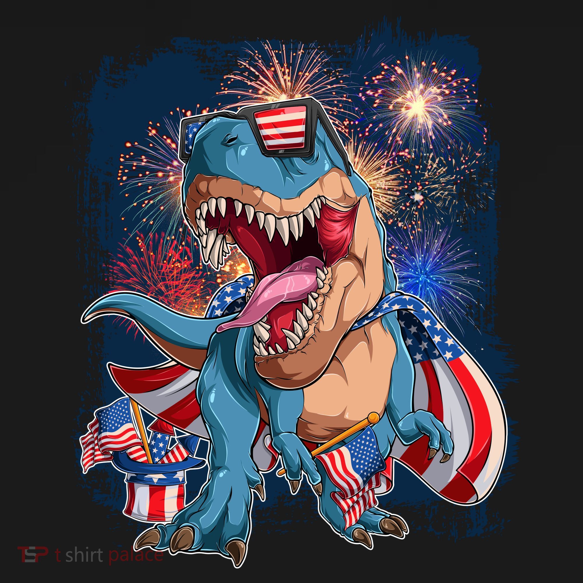 Fourth Of July USA American Flag Trex Women's Tank Top