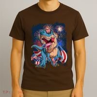 Fourth Of July USA American Flag Trex T-Shirt thumb 3