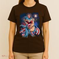 Fourth Of July USA American Flag Trex T-Shirt thumb 4