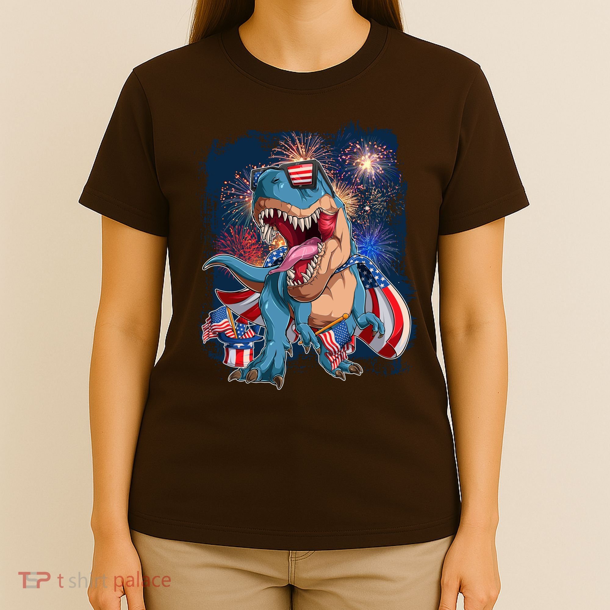 Fourth Of July USA American Flag Trex T-Shirt