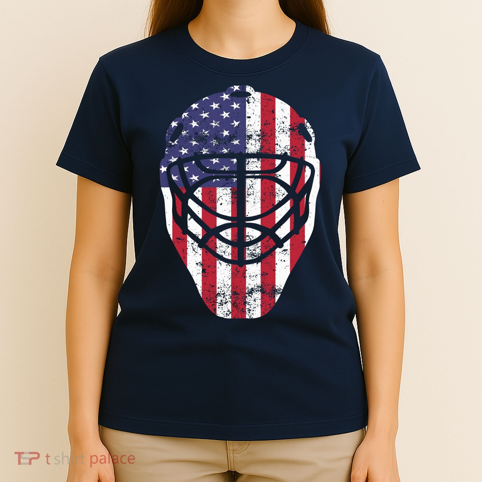 Fourth of July 4th Hockey Goalie Mask American Flag USA T-Shirt