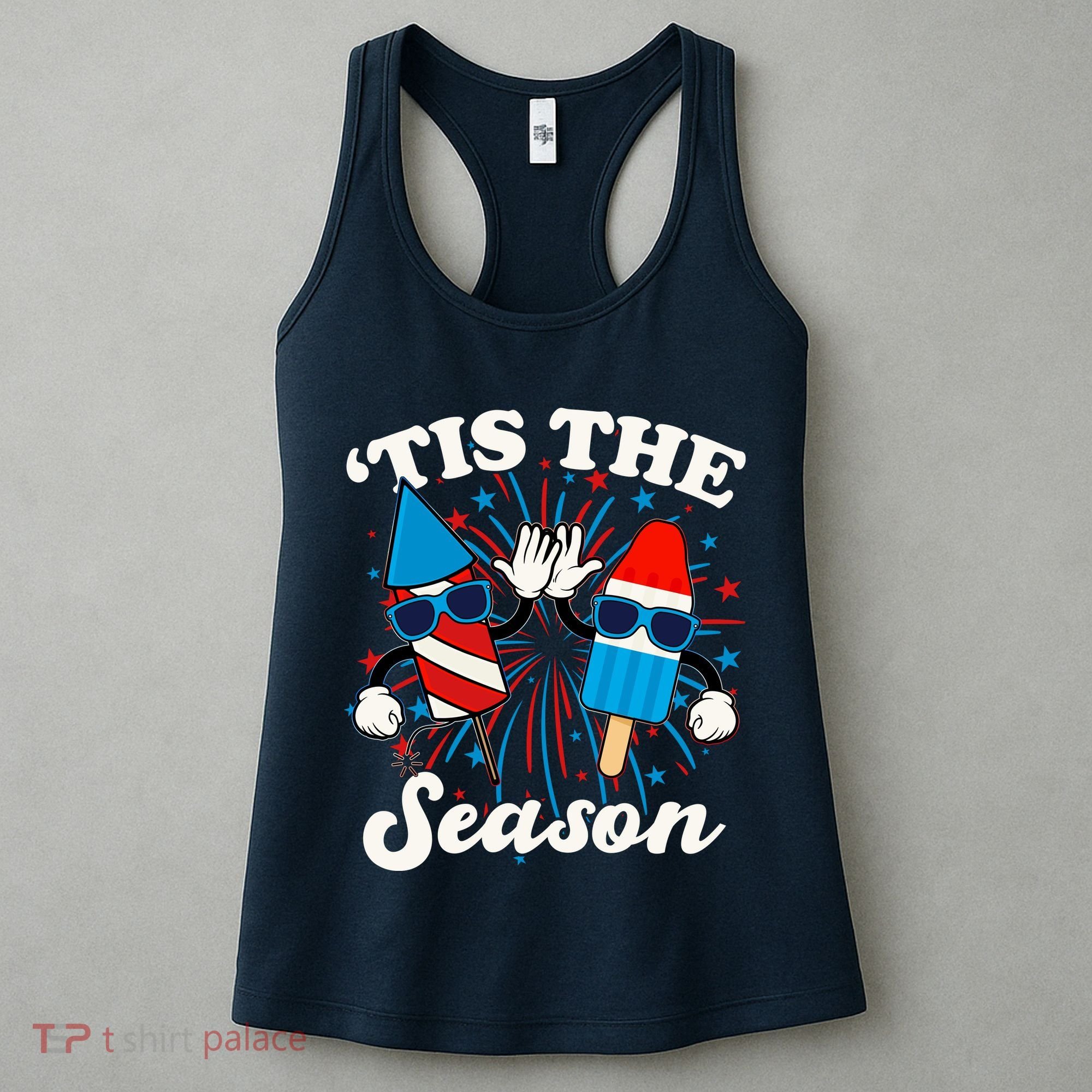 Fourth Of July Red White And Blue Tis The Season Fireworks And Popsicles Women's Tank Top