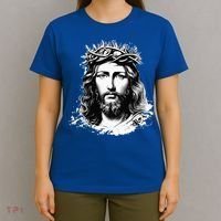 Face Of Jesus Christ Crown Of Thorns Catholic Faith T-Shirt thumb 4