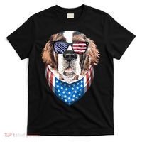 Fourth of July Bernard American Flag July 4th St Bernard Dog T-Shirt thumb 0