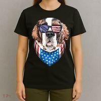 Fourth of July Bernard American Flag July 4th St Bernard Dog T-Shirt thumb 4