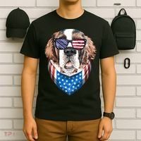 Fourth of July Bernard American Flag July 4th St Bernard Dog T-Shirt thumb 6