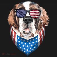 Fourth of July Bernard American Flag July 4th St Bernard Dog T-Shirt thumb 7