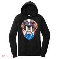 Fourth of July Bernard American Flag July 4th St Bernard Dog Women's Hoodie thumb 0
