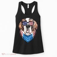 Fourth of July Bernard American Flag July 4th St Bernard Dog Women's Tank Top thumb 0