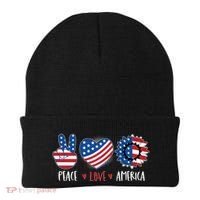 Fourth Of July Peace Love America Beanie thumb 0