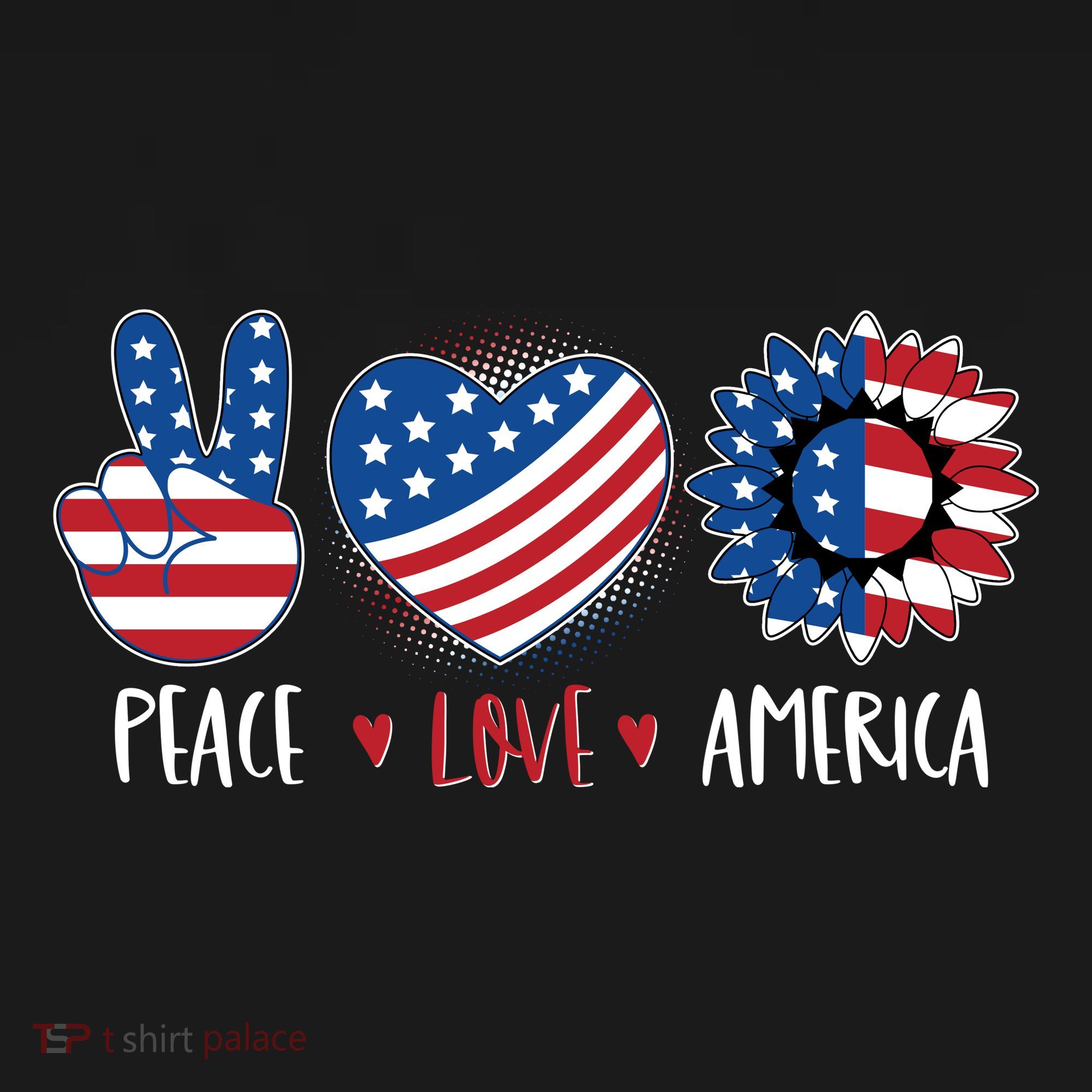 Fourth Of July Peace Love America Women's Hoodie