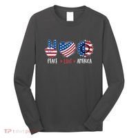 Fourth Of July Peace Love America Long Sleeve Shirt thumb 0