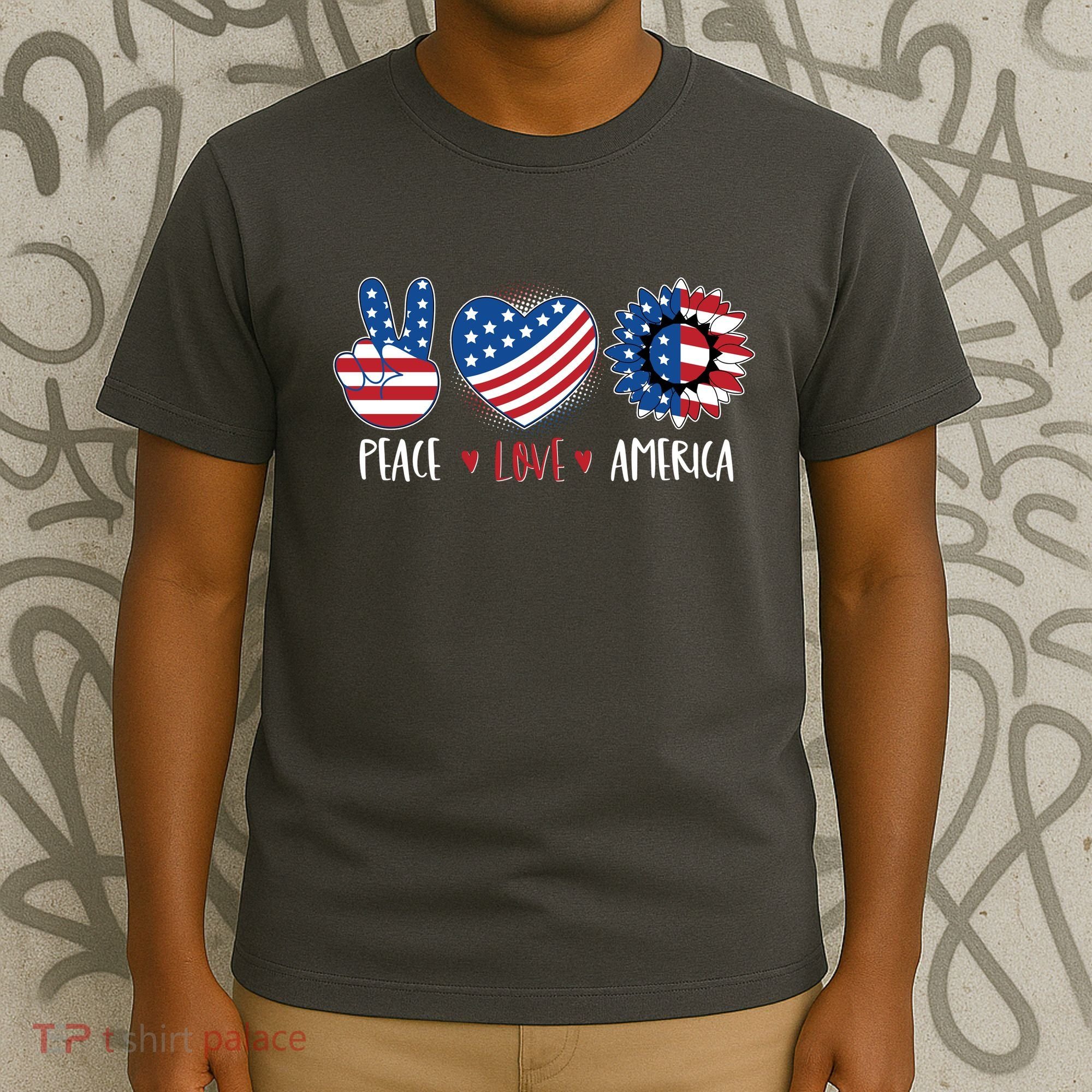 Fourth Of July Peace Love America T-Shirt
