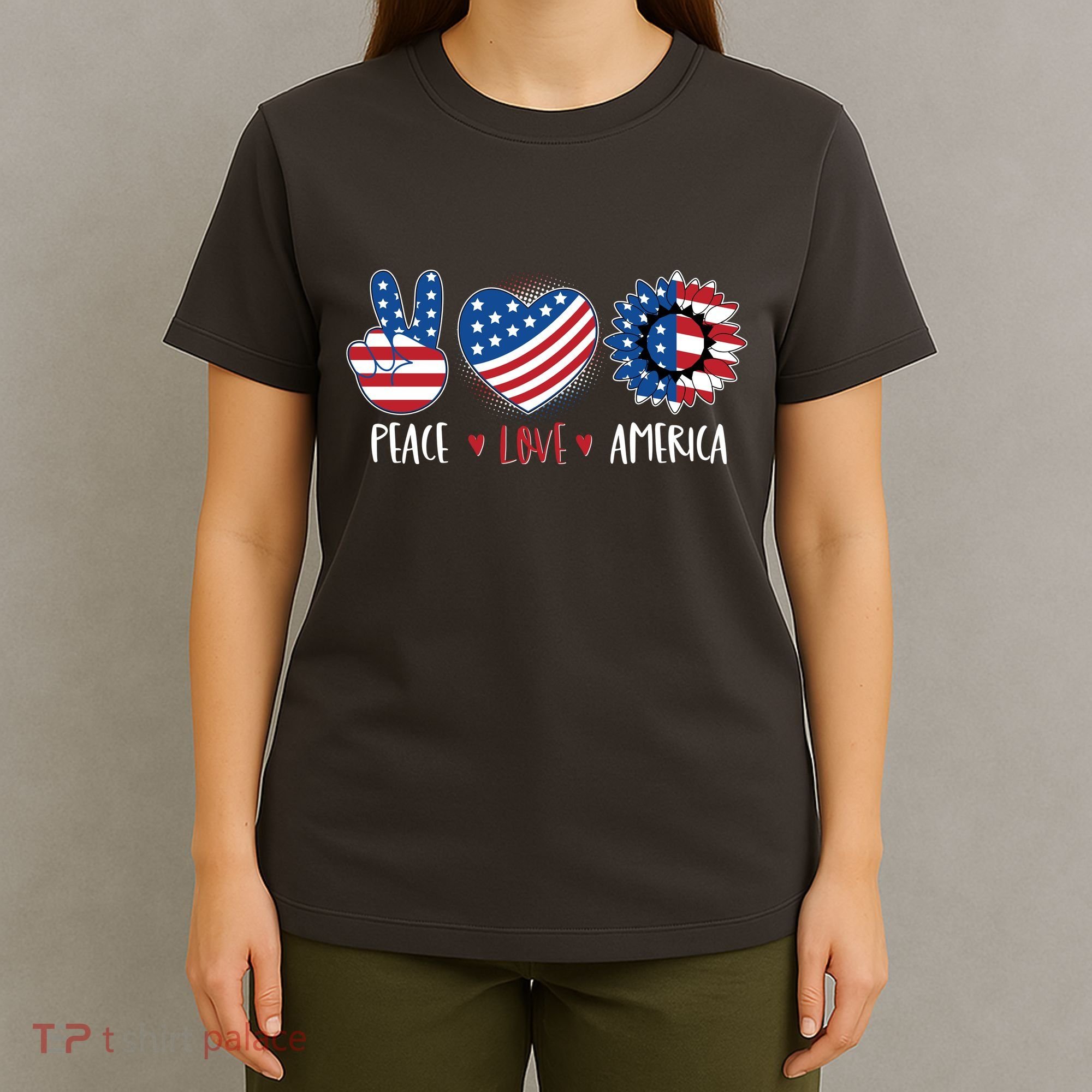 Fourth Of July Peace Love America T-Shirt