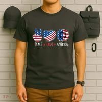 Fourth Of July Peace Love America T-Shirt thumb 6