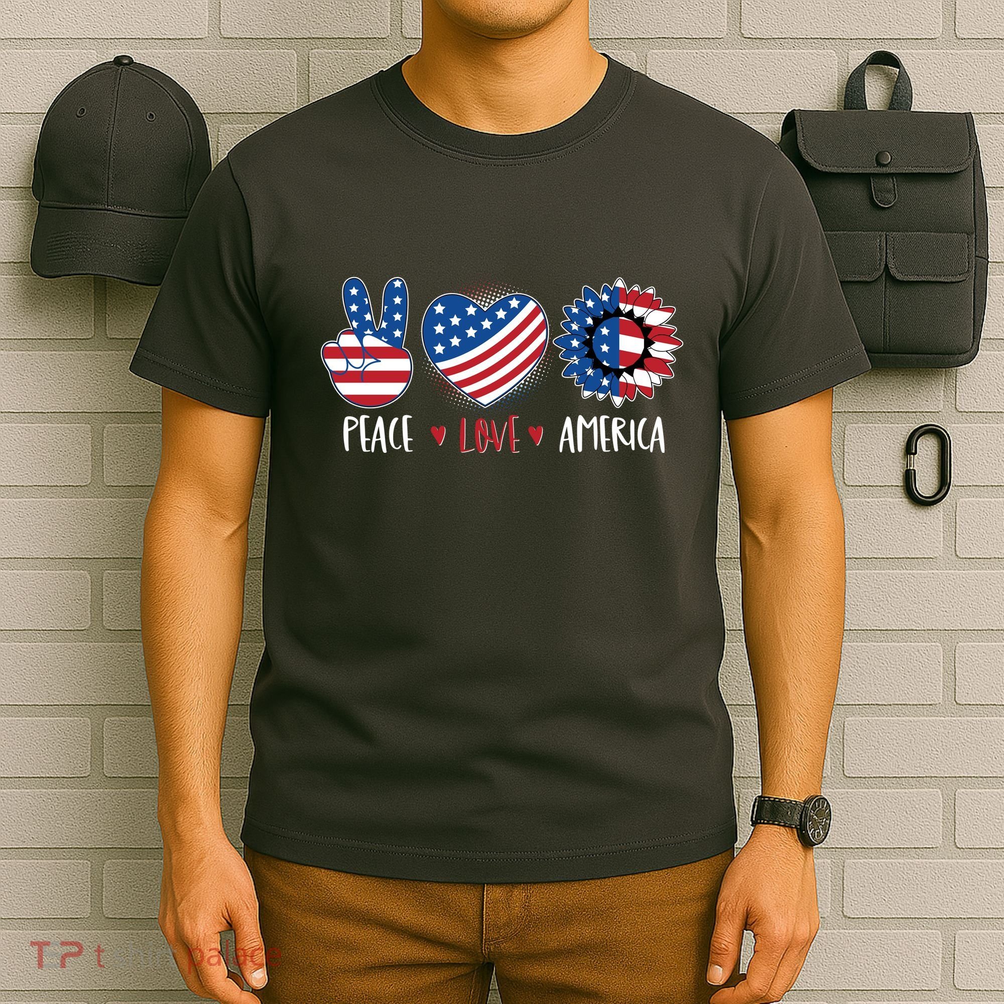 Fourth Of July Peace Love America T-Shirt