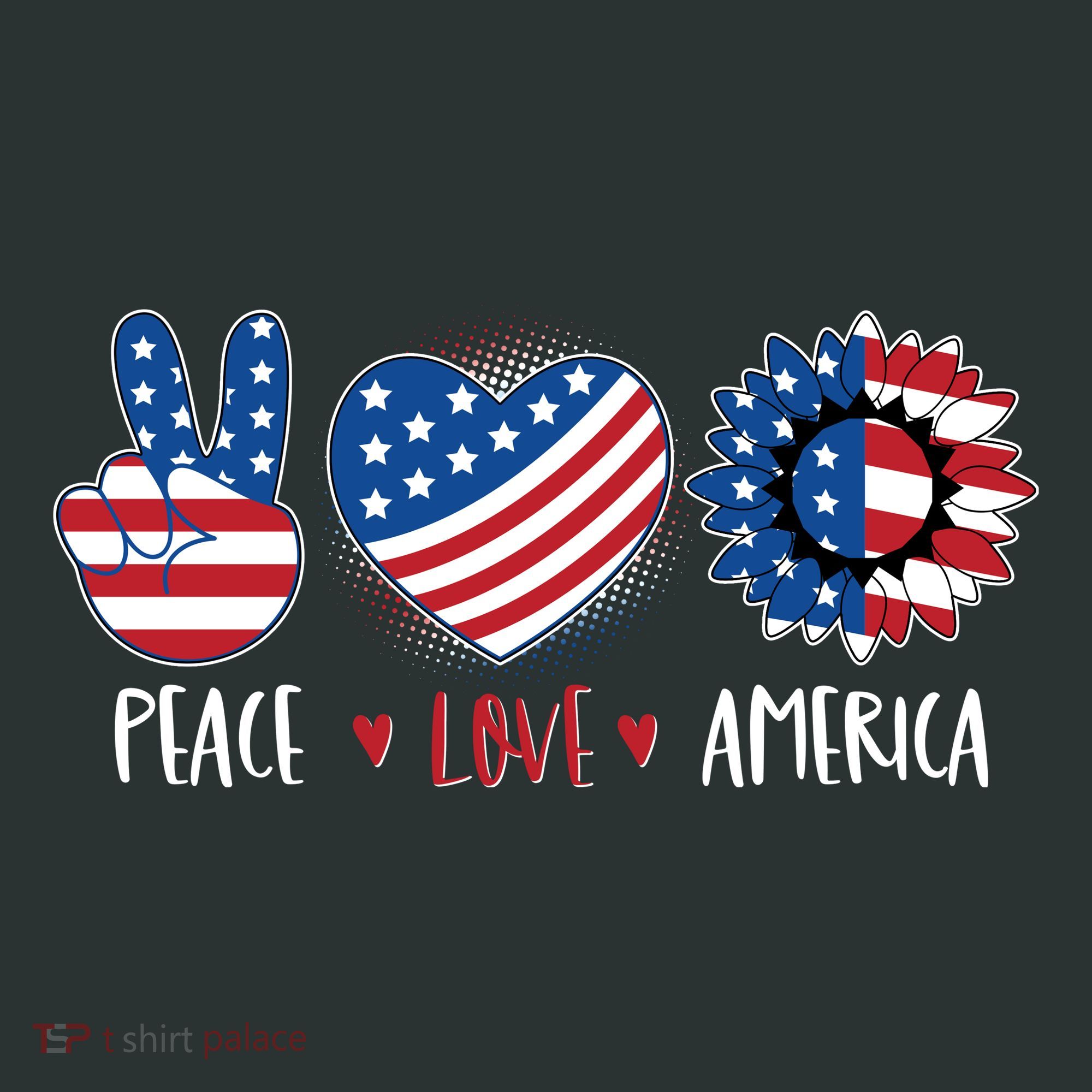 Fourth Of July Peace Love America T-Shirt