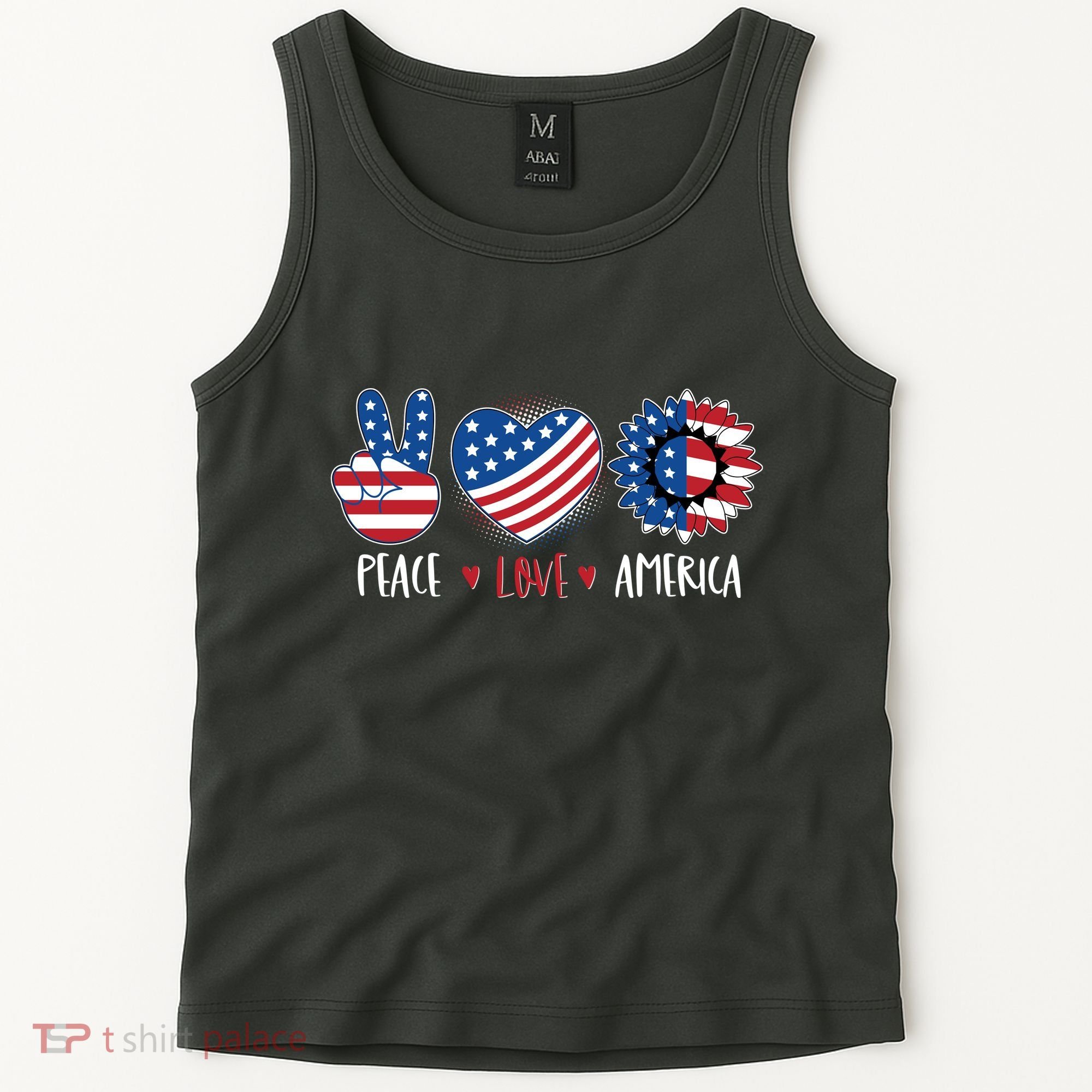 Fourth Of July Peace Love America Tank Top