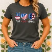 Fourth Of July Peace Love America Women's T-Shirt thumb 2