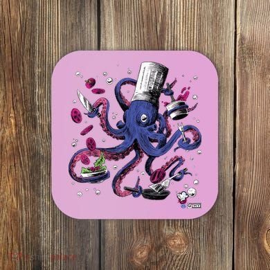 Funny Octopus Kitchen Chef Humor Coaster