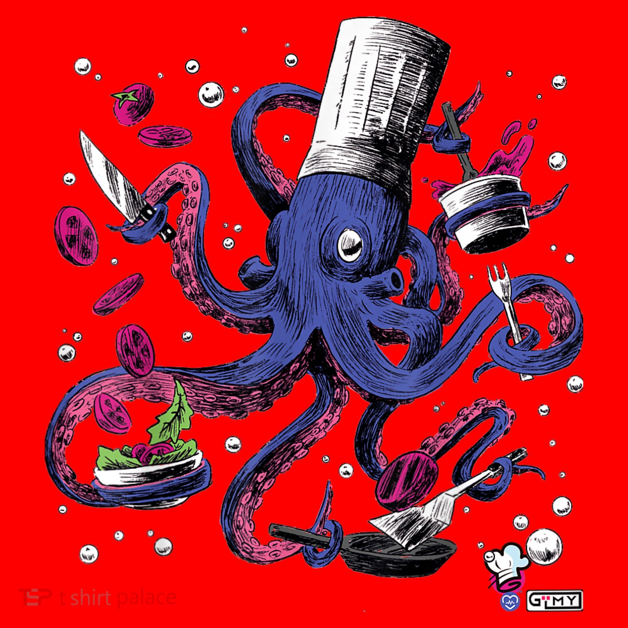 Funny Octopus Kitchen Chef Humor Santa Hat