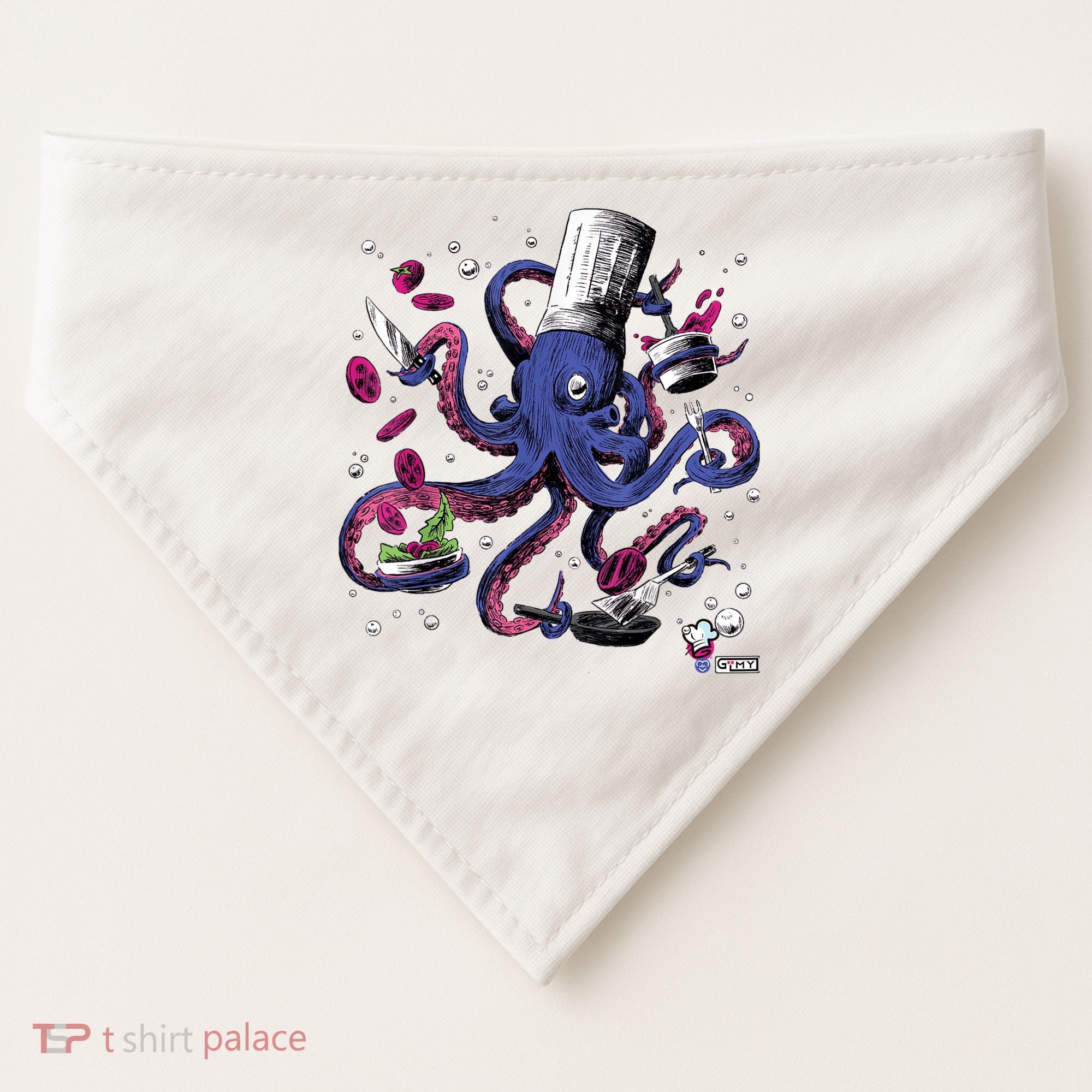 Funny Octopus Kitchen Chef Humor USA-Made Doggie Bandana