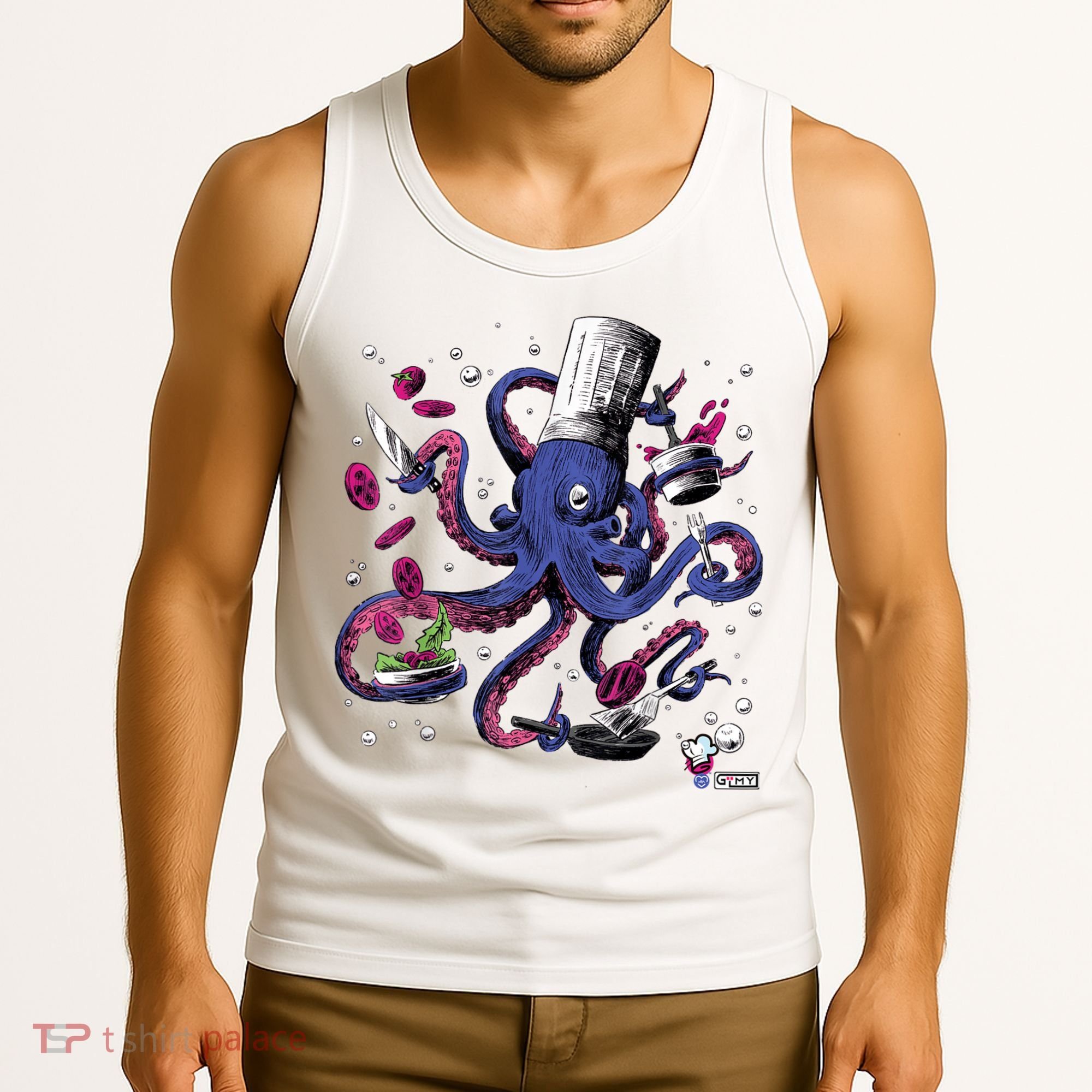 Funny Octopus Kitchen Chef Humor Tank Top