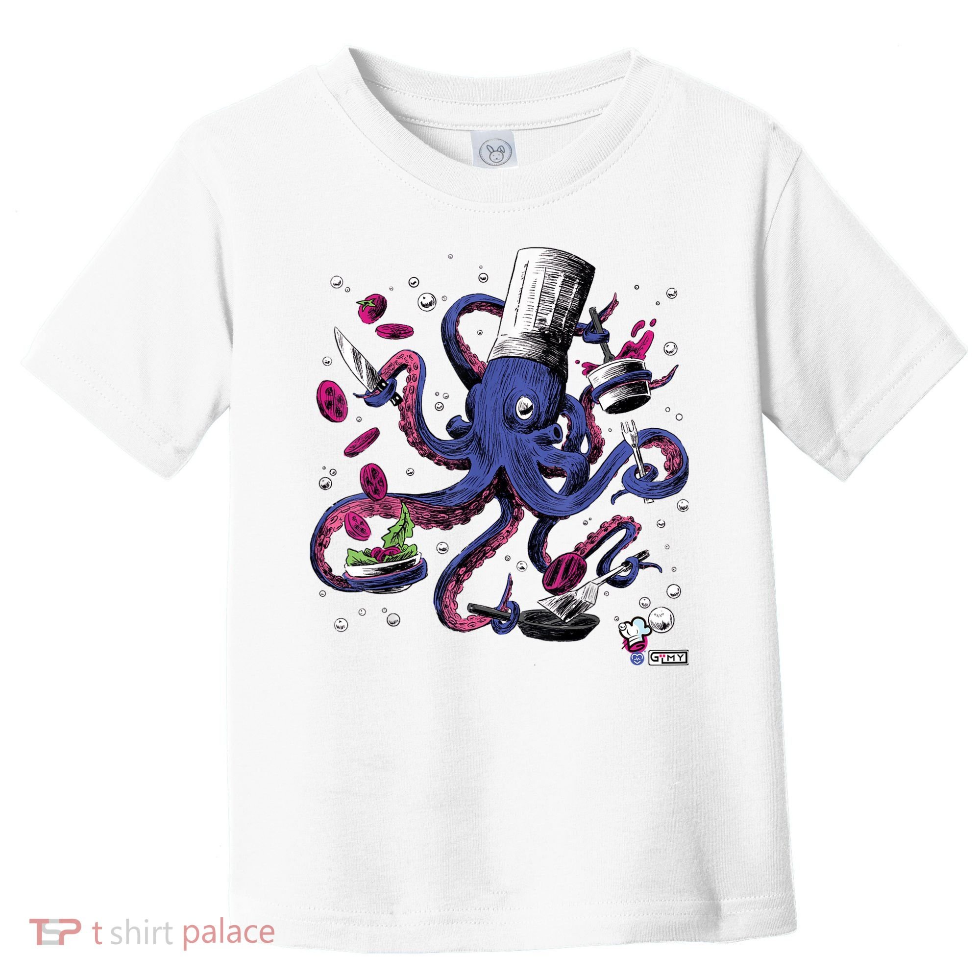 Funny Octopus Kitchen Chef Humor Toddler T-Shirt