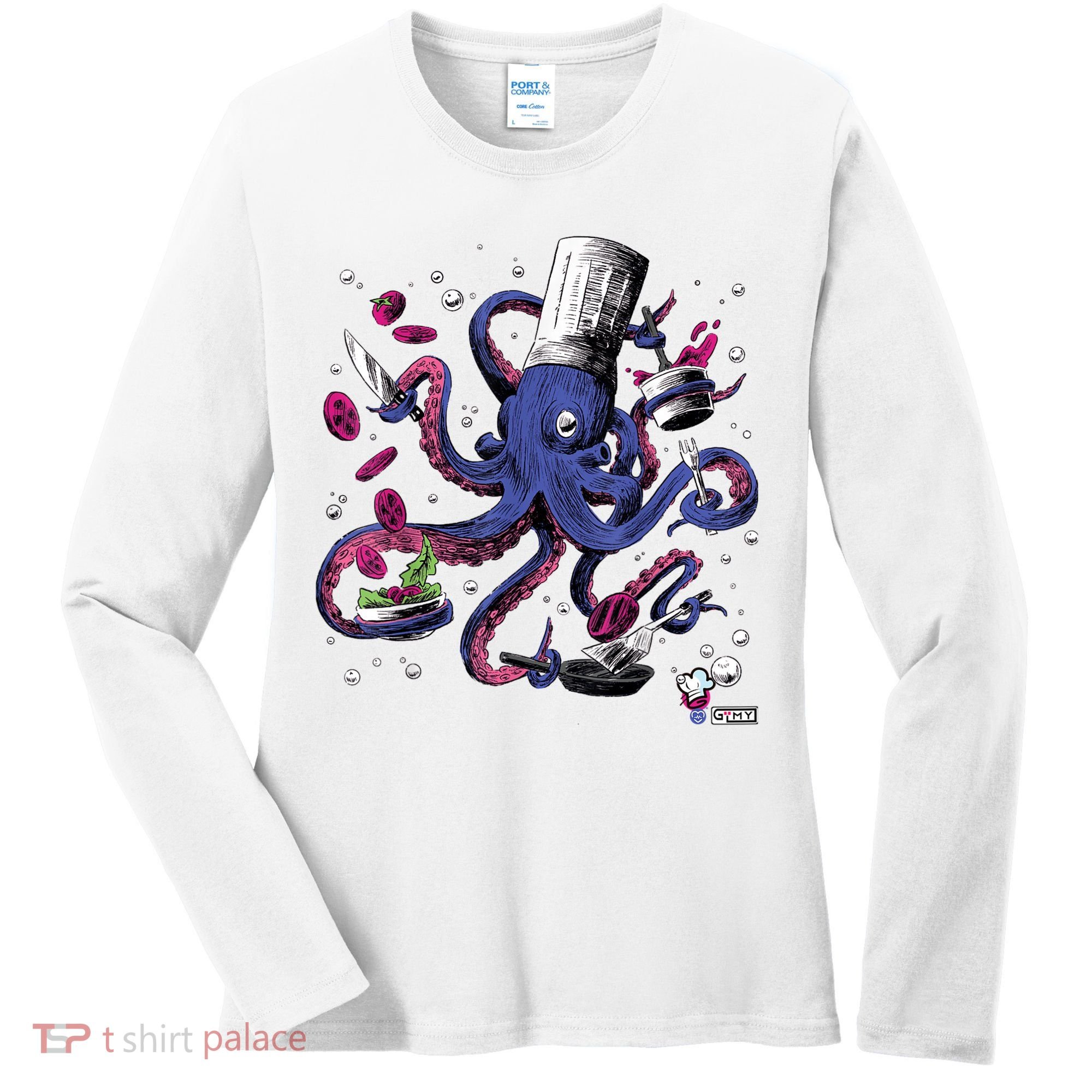 Funny Octopus Kitchen Chef Humor Women's Long Sleeve Shirt