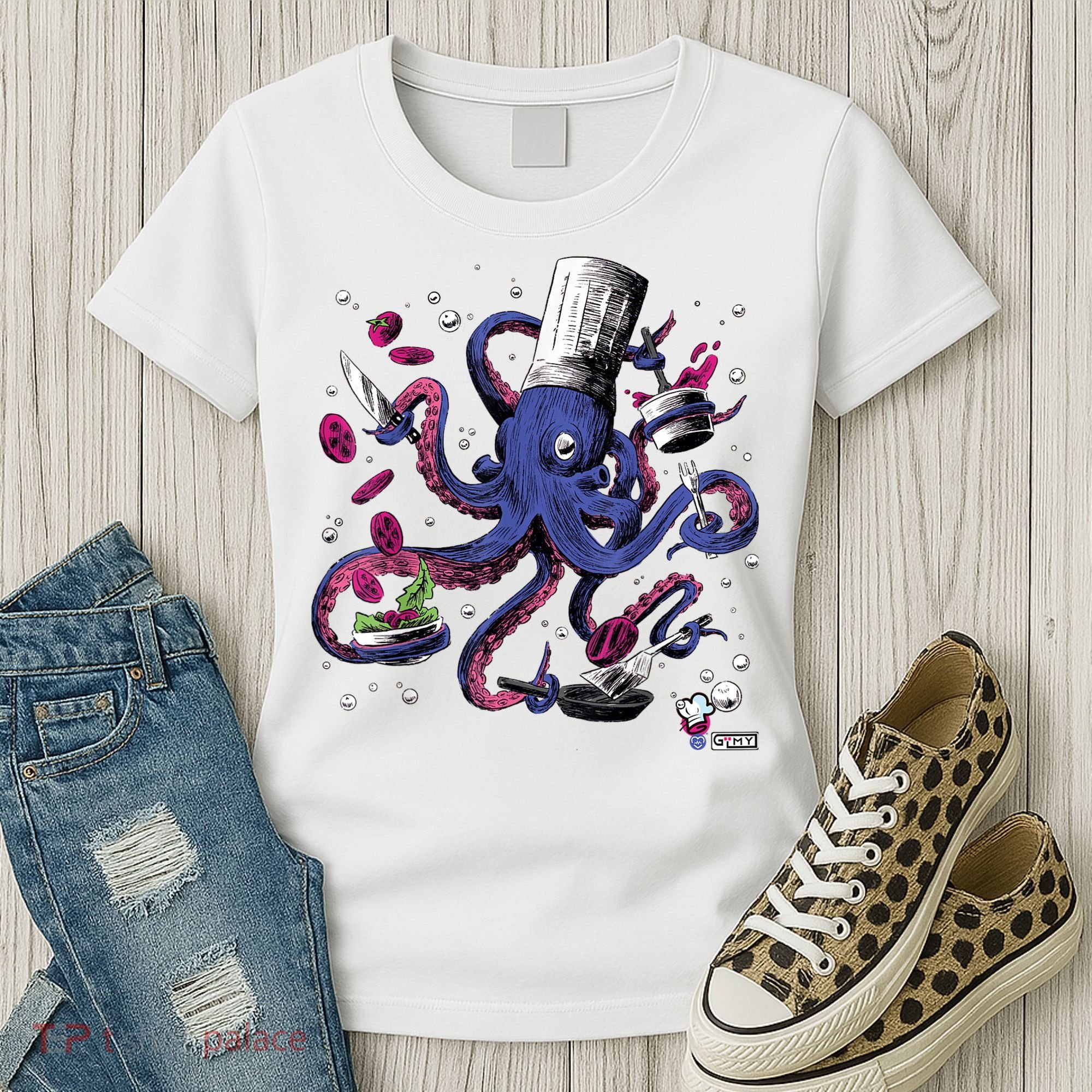 Funny Octopus Kitchen Chef Humor Women's T-Shirt