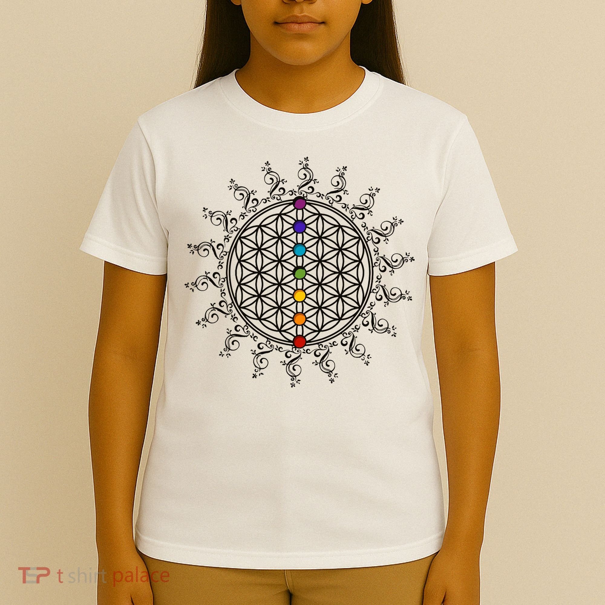 Flower Of Life Sacred Geometry Yoga Chakras Meditation T-Shirt
