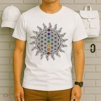 Flower Of Life Sacred Geometry Yoga Chakras Meditation T-Shirt thumb 6