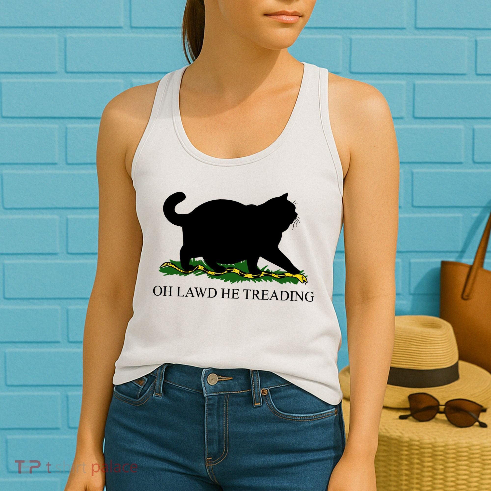 Funny Oh Lawd He Treading Meme Dont Tread On Me Women's Tank Top