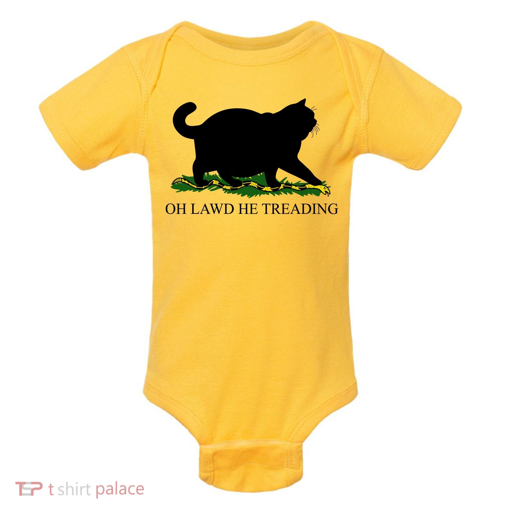 Funny Oh Lawd He Treading Meme Dont Tread On Me Baby Bodysuit