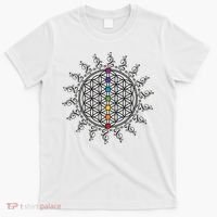 Flower Of Life Sacred Geometry Yoga Chakras Meditation T-Shirt thumb 0