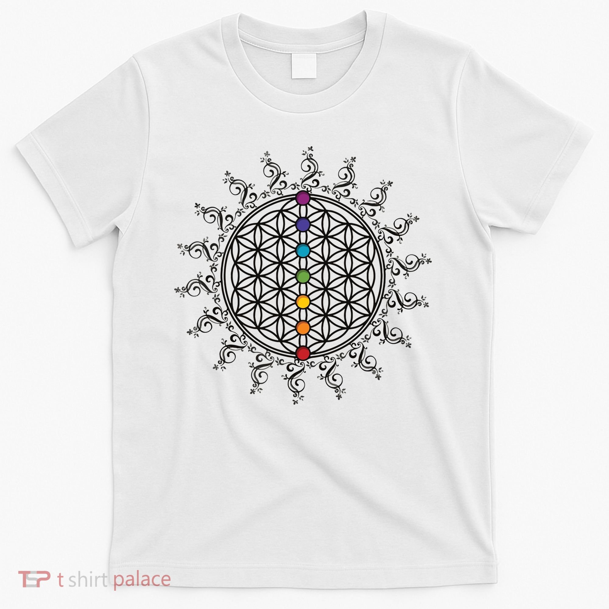 Flower Of Life Sacred Geometry Yoga Chakras Meditation T-Shirt