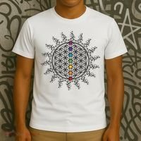 Flower Of Life Sacred Geometry Yoga Chakras Meditation T-Shirt thumb 3