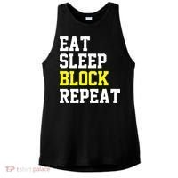 football offensive lineman funny Eat sleep Block repeat Premium Ladies PosiCharge Tri-Blend Wicking Tank thumb 0