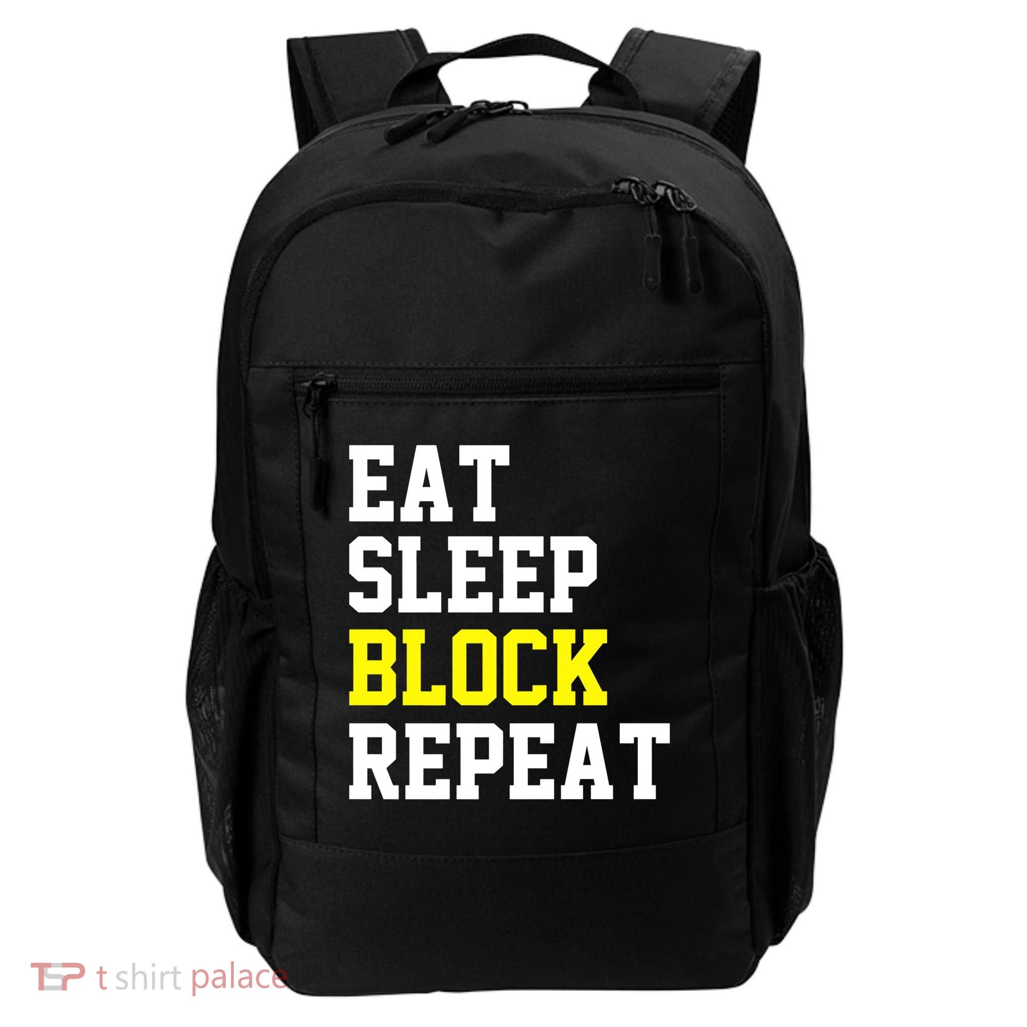 football offensive lineman funny Eat sleep Block repeat Premium Backpack