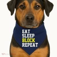 football offensive lineman funny Eat sleep Block repeat Premium USA-Made Doggie Bandana thumb 1