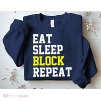 football offensive lineman funny Eat sleep Block repeat Premium Sweatshirt thumb 2