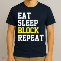 football offensive lineman funny Eat sleep Block repeat Premium T-Shirt thumb 3