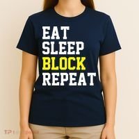 football offensive lineman funny Eat sleep Block repeat Premium T-Shirt thumb 4