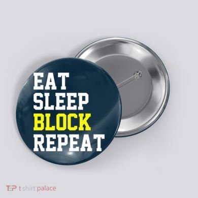 football offensive lineman funny Eat sleep Block repeat Premium Button