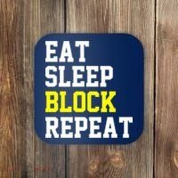 football offensive lineman funny Eat sleep Block repeat Premium Coaster thumb 0