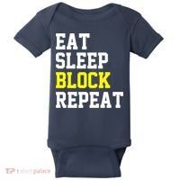football offensive lineman funny Eat sleep Block repeat Premium Baby Bodysuit thumb 0